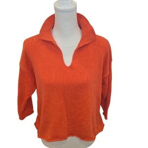 Y2k 90s BKG & Company NY Sweater V-Neck Cropped Collar Cotton‎ Rolled Hem L/XL